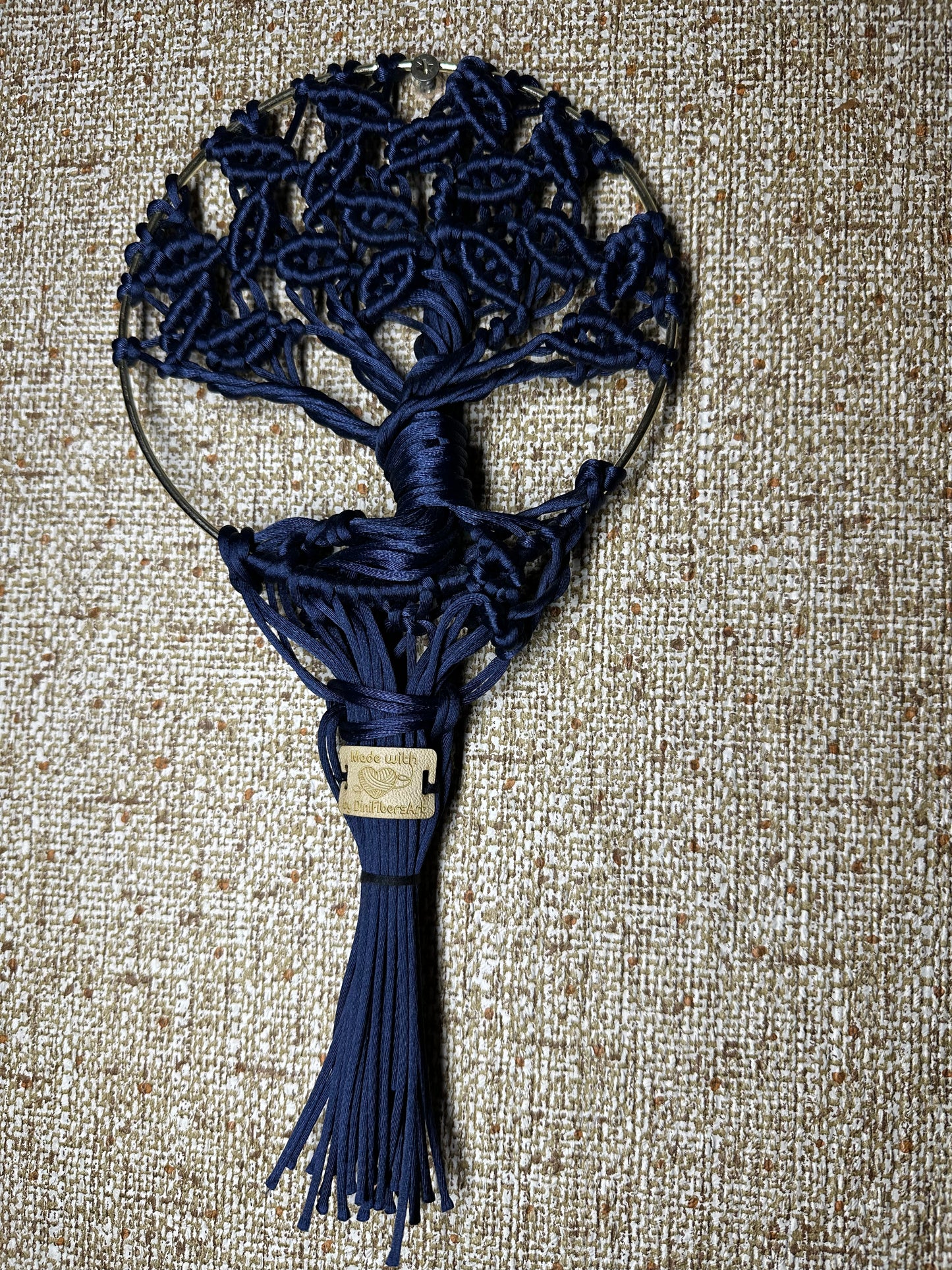 Dark Blue Macramé Tree of Life Wall Hanging