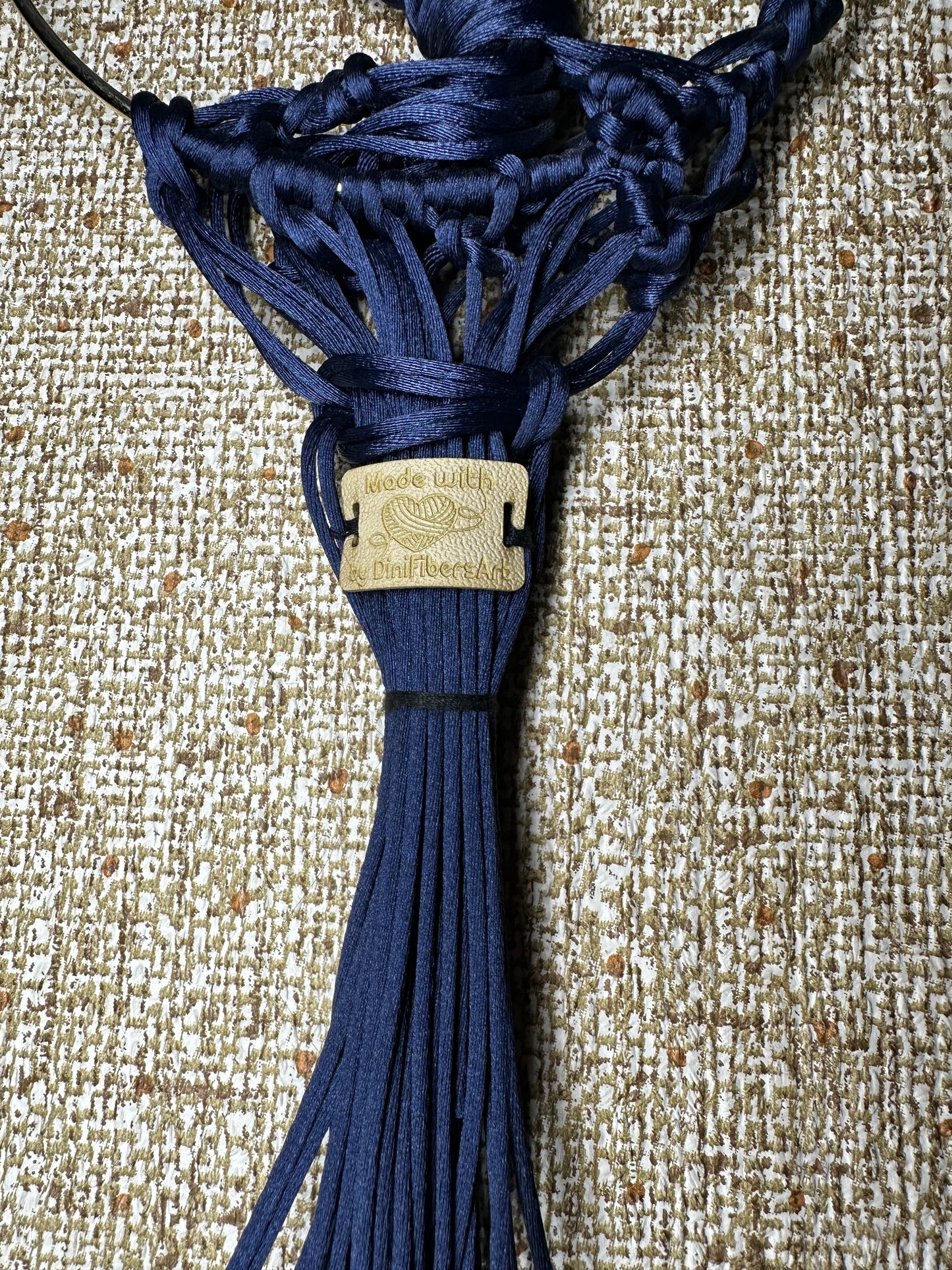Dark Blue Macramé Tree of Life Wall Hanging